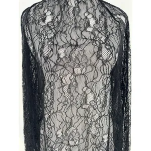NA-KD Black Lace Blouse 36 US Small 4 Sheer Romantic Grunge Whimsigoth Layering thumbnail 4