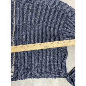 BDG Urban Outfitters XS Zip‎ up Slouchy Sweater Blue Cropped E0122 thumbnail 4