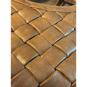 Like Dreams Tan Snake Embossed Woven Shoulder Bag Crossbody Gold Hardware thumbnail 8