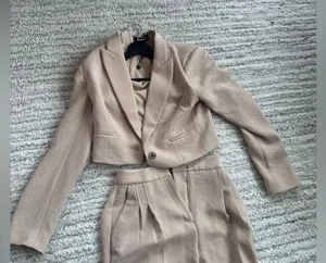 Khaki Express cropped blazer co-ord set (altered for petite height) thumbnail 5
