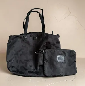 COACH Signature Black Getaway Weekender Shoulder Tote Bag w/ Pouch thumbnail 1