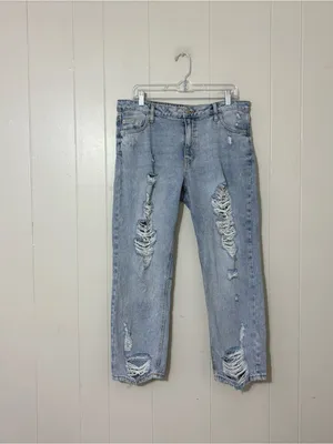 Avec Les Filles Distressed High Rise Jeans Light Wash Size 30 thumbnail 2