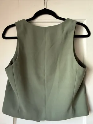 Express Sage Green Tailored Women's Vest thumbnail 2