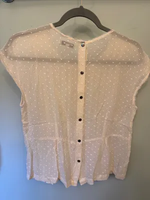 Madewell Cream Pintuck Swiss Dot Cap Sleeve Blouse thumbnail 4