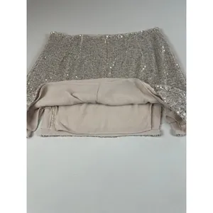 Grace Sequin Mini Skirt Beige Underlay Party Clubwear Night Out Metallic Size M thumbnail 7