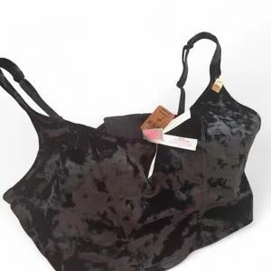 Victoria's Secret PINK black velvet corset top in size Medium thumbnail 1