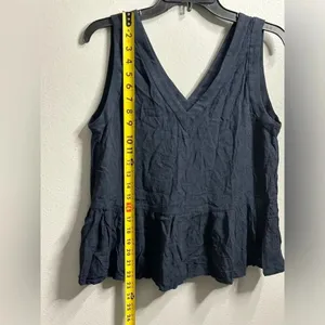 Ann Taylor LOFT Women Navy‎ Blue V-neck Blouse Top Size Small. thumbnail 8