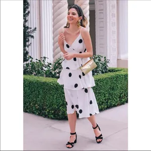 O.P.T Polka dot midi Dress layered ruffles Black Size XS thumbnail 6