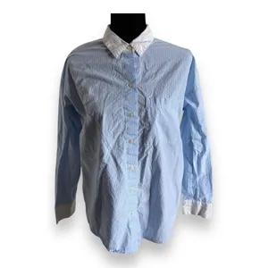 5/$35 ‎ Old Navy Womens Shirt Sz S The Boyfriend Blue White Pinstripe Dress thumbnail 4