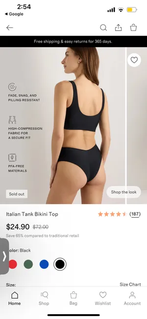 New Quince Italian Tank Bikini Top in Black Size Small thumbnail 4