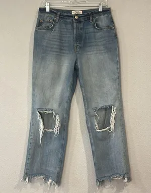 Free People We The Free ‘Maggie’ distressed chewed hem straight cropped jeans 28 thumbnail 2
