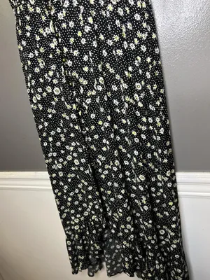 Rewind Dress Womens Large Black Floral Button Front Tie Waist Maxi Sundress thumbnail 8