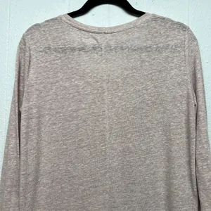 Old Navy Boyfriend Long Sleeve Scoop Neck Top Womens XS Linen Blend Minimalist thumbnail 6