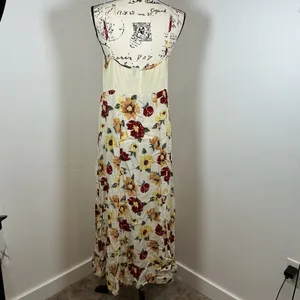 Vtg Positive Attitude Floral‎ Maxi Dress Cream Cottagecore Prairie Sundress USA thumbnail 4