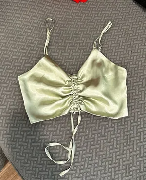 Light green satin tank top thumbnail 1