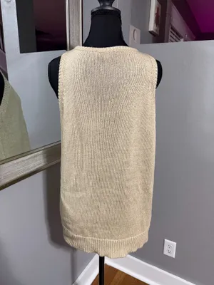 LOFT Cozy-Light Open Knit Sweater Tank | Neutral Capsule Staple | XL thumbnail 4