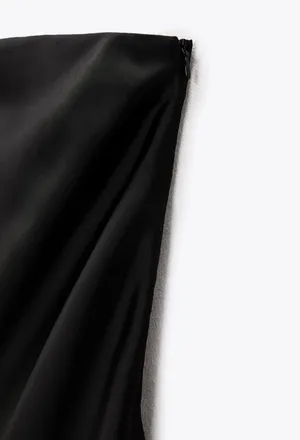 Zara Elegant Black Strapless Satin Midi Evening Dress thumbnail 6