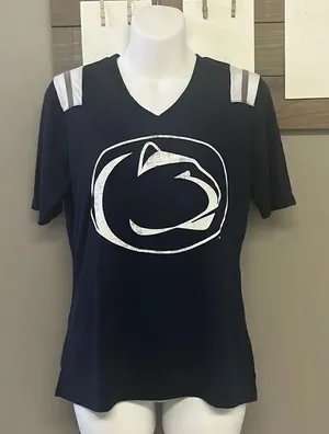 Colosseum Navy White Penn State Nittany Lions Short Sleeve V-Neck T-Shirt- Small thumbnail 1