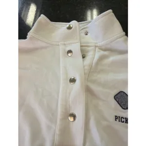 Lou And Grey White Pickleball Sweatshirt Pullover Mock Neck Cropped Sz S Henley thumbnail 3