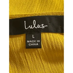 Lulus Much Obliged Women's Yellow Deep V Neck Short Sleeve Maxi Wrap Dress Sz L thumbnail 5