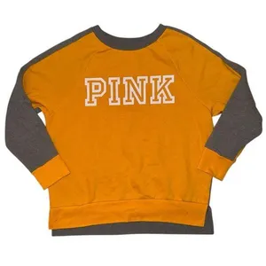 Victoria’s Secret PINK orange grey logo long sleeve women’s size medium thumbnail 1