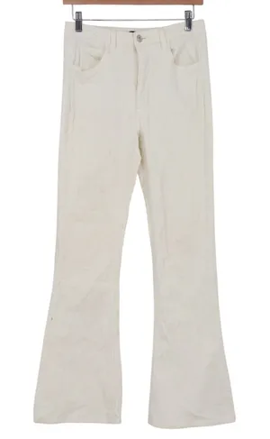 Forever 21 Pants Womens M Flare Corduroy Cream High Rise Stretch Good thumbnail 1