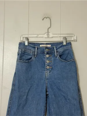 Levi’s Mile High Wide Leg Cropped Jeans Women’s Size 25 High Rise Button Fly thumbnail 2