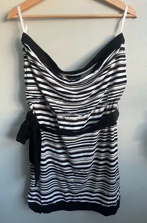 White House Black Market Striped Strapless Dress thumbnail 1