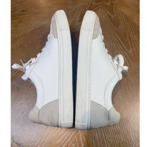 Tory Burch Color Block Sneakers‎ Leather Suede White Tan Neutral Size 9 thumbnail 9