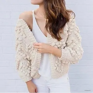 Chicwish Knit Your Love Ivory Heart Shape Pompoms Chunky Knit Cardigan Sweater S thumbnail 8