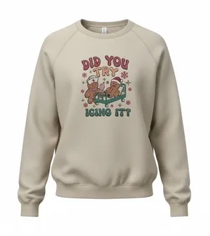 Gingerbread "Did You Try Icing It?" Nurse Graphic Sweatshirt Women 3XL Holiday thumbnail 1