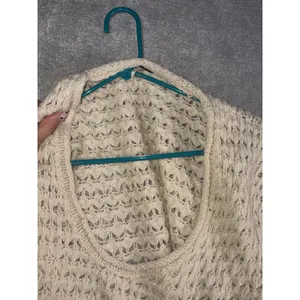 Free People Crashing Waves Scoop Neck Boho Sweater Ivory Wool Blend Chunky Small thumbnail 10