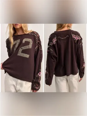 NWT Free People We The Free Lilith Tee - chocolate brown - Medium thumbnail 2