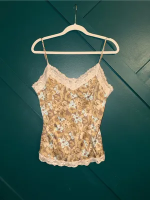 The Limited Y2K Vintage Inspired Floral Lace Conquette Trim Cami Tank Top Boho Cottagecore thumbnail 2