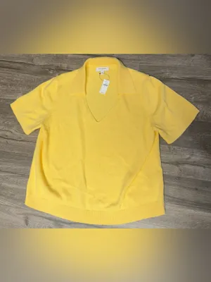 Banana Republic NWT Yellow Cotton Short Sleeve Polo Sweater XL thumbnail 3