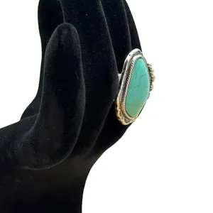 Turquoise Stone Stretch Ring Silver thumbnail 5