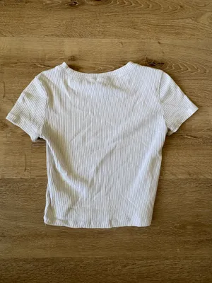 White Ribbed Crewneck Short Sleeve Baby Tee thumbnail 5