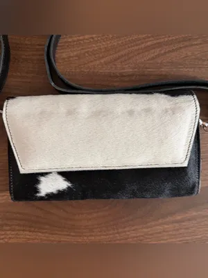 Cowhide Wallet Clutch with Crossbody Strap thumbnail 2
