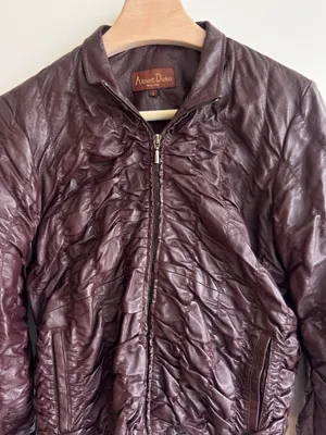 Vintage Albert Duke New York Genuine Leather Ruched Jacket Burgundy Cropped S thumbnail 5