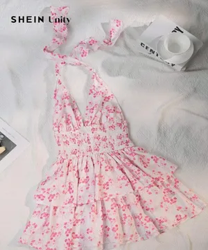 Shein S Pink Halter Dress thumbnail 1