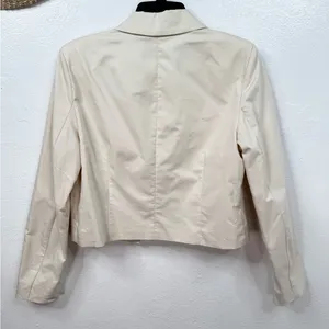 7 For All Mankind Blazer Jacket Size M Ivory Cropped Double-Breasted Lg buttons thumbnail 2