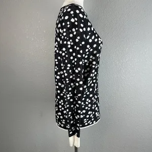& Other Stories Crew Neck Black Cream Polka Dot Sweater Size S Cotton Modal Silk thumbnail 6