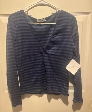 Rebellious Navy Striped Long Sleeve Blue Size M thumbnail 1