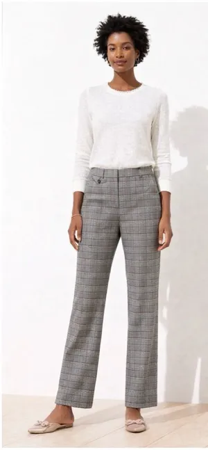 LOFT Glen Plaid Check Wide Leg Trousers thumbnail 1