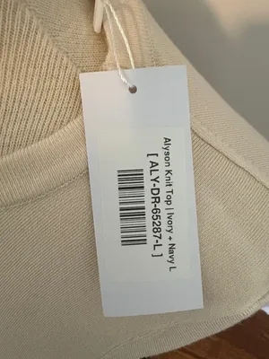 NWT Baltic Born Cream Navy Striped Knit Top Women’s Short Sleeve Sweater Size L thumbnail 4