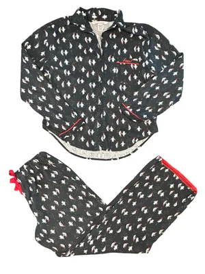VTG Victoria's Secret The Dreamer Flannel Pj Set tuxedo Penguin Holiday cozy SM thumbnail 3