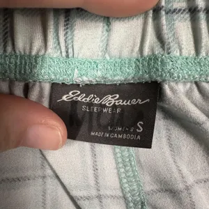Eddie Bauer Pajama Set Womens Small Green Plaid Tank Top Pants Sleepwear Jersey thumbnail 7
