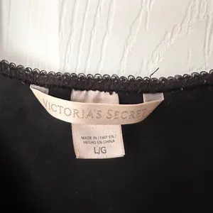 Victoria's Secret Black Satin Lace Trim Clear Jewel Accent Slip Tank Lingerie L thumbnail 4
