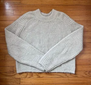 Isalis Cozy Crewneck Chunky Oversized Knit Sweater - Cream - Size S thumbnail 1