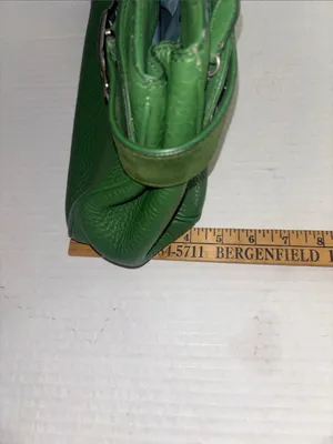 Cole Haan Vintage Green Leather Handbag Silver Hardware Suede Detail Preloved thumbnail 13